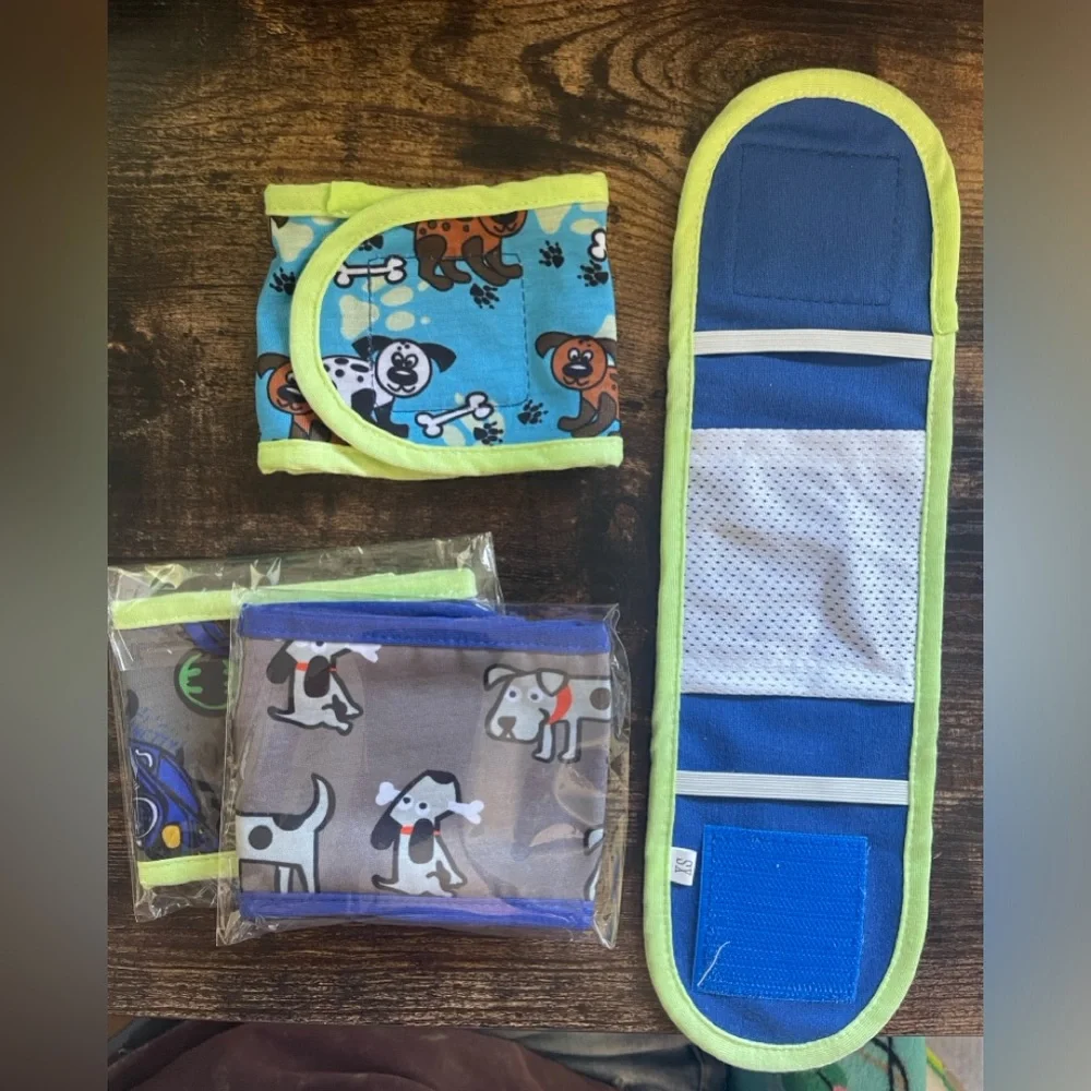 4 Pcs Reusable Dog Diapers and Belly Bands XS